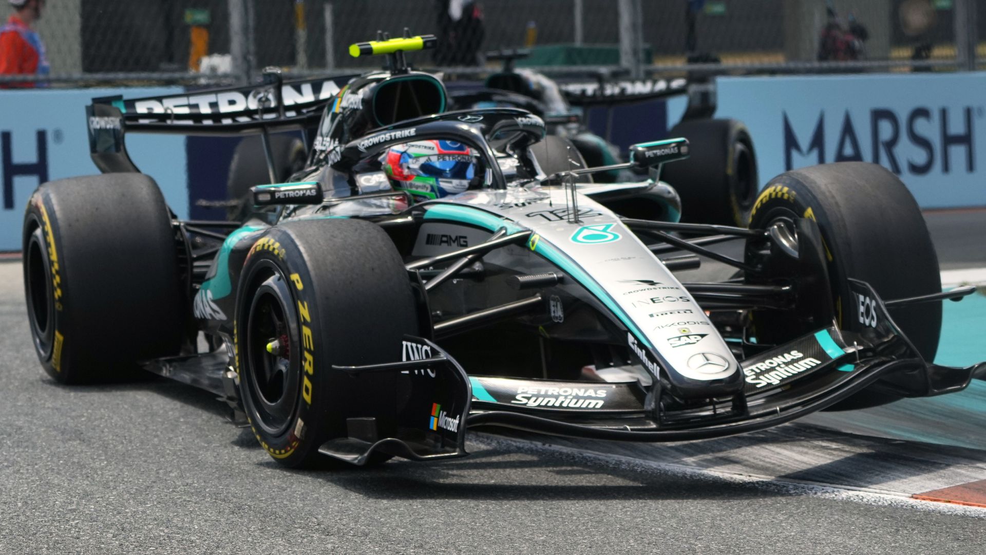 Kimi Antonelli saat meraih pole position di Miami Grand Prix 2023